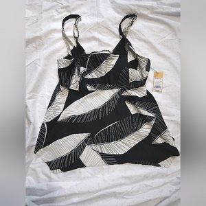 NWT Kona Sol Black White Tankini Top XL